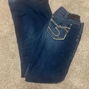 Sz 32 long Silver Suki mid rise slim boot jeans